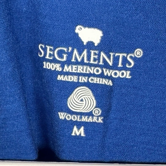 Seg’ments Soldi Blue 100% Merino Wool V-Neck Long Sleeve Top Women’s Size Medium - Picture 4 of 7